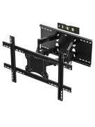 BONTEC TV fali konzol 37-80 hüvelykes LED LCD sík és ívelt képernyőhöz, forgatható, dönthető TV fali tartó teljes mozgástartományú, strapabíró, erős, masszív dupla karokkal, akár 65 kg-ig, max. VESA 600x400 mm, HDMI kábellel