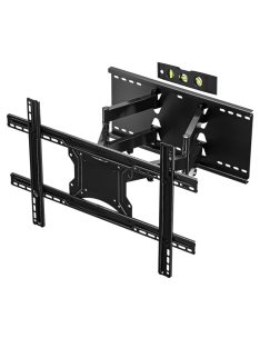   BONTEC TV fali konzol 37-80 hüvelykes LED LCD sík és ívelt képernyőhöz, forgatható, dönthető TV fali tartó teljes mozgástartományú, strapabíró, erős, masszív dupla karokkal, akár 65 kg-ig, max. VESA 600x400 mm, HDMI kábellel