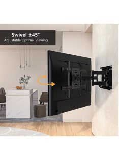   BONTEC TV fali konzol 37-80 hüvelykes LED LCD sík és ívelt képernyőhöz, forgatható, dönthető TV fali tartó teljes mozgástartományú, strapabíró, erős, masszív dupla karokkal, akár 65 kg-ig, max. VESA 600x400 mm, HDMI kábellel