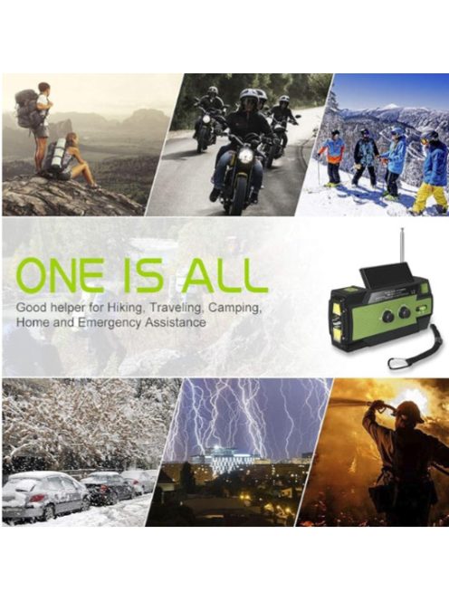Efluky Solar Radio AM/FM/NOAA (MMM) forgattyús rádió hordozható USB újratölthető vészhelyzeti rádió 4000 mAh-s tápegységgel, LED zseblámpával, SOS riasztóval és olvasólámpával kempingezéshez, túléléshez, ut