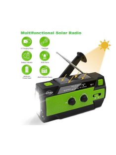   Efluky Solar Radio AM/FM/NOAA forgattyús rádió hordozható USB újratölthető vészhelyzeti rádió 4000 mAh-s tápegységgel, LED zseblámpával, SOS riasztóval és olvasólámpával kempingezéshez, túléléshez, ut