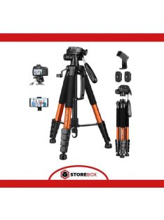   JOILCAN fényképezőgép-állvány Canon Nikonhoz, 74 hüvelykes könnyű DSLR-állvány levehető fejjel és univerzális telefontartóval, megerősített alumínium magas állvány a Vlog élő közvetítéséhez (narancssá