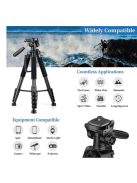 JOILCAN fényképezőgép-állvány Canon Nikonhoz, 74 hüvelykes könnyű DSLR-állvány levehető fejjel és univerzális telefontartóval, megerősített alumínium magas állvány a Vlog élő közvetítéséhez (narancssá