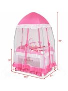 Portable Baby Playpen Crib Cradle With Carring Bag-Pink 